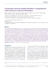 Comparative Genomic Analysis Identifies a Campylobacter Clade Deficient in Selenium Metabolism