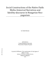 Mytho-Historical Narratives and Identity-Discourse in Hungarian