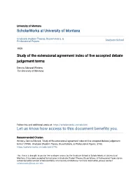 Study of the Extensional Agreement Index of Five Accepted Debate Judgement Terms