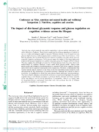 The Impact of Diet-Based Glycaemic Response and Glucose Regulation on Cognition: Evidence Across the Lifespan