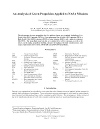 An Analysis of Green Propulsion Applied to NASA Missions