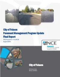 City of Folsom Pavement Management Program Update Final Report NCE Project No