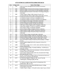 List of Offline UG Colleges for the Academic Year 2019-2020