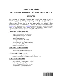 Minutes of the Meeting of the Assembly Committee on Legislative Operations and Elections