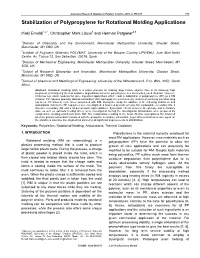 Stabilization of Polypropylene for Rotational Molding Applications