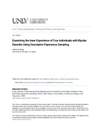 Examining the Inner Experience of Four Individuals with Bipolar Disorder Using Descriptive Experience Sampling