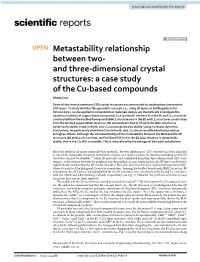Metastability Relationship Between Two- and Three-Dimensional Crystal