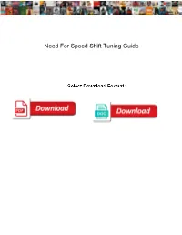 Need for Speed Shift Tuning Guide