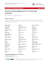 VIEWER ACKNOWLEDGEMENT Open Access Annual Acknowledgement of Manuscript Reviewers Daniel Giannella-Neto* and Marilia De Brito Gomes