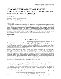 Are Universities Capable of Organizational Change?