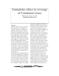Journalistic Ethics in Coverage of Communal Issues ( with Special Reference to Assam) Debahuti Chakravorty