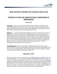Mini-Sentinel Prospective Surveillance Plan: Prospective Routine Observational Monitoring of Mirabegron
