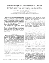On the Design and Performance of Chinese OSCCA-Approved Cryptographic Algorithms Louise Bergman Martinkauppi∗, Qiuping He† and Dragos Ilie‡ Dept