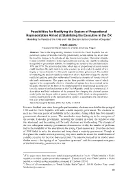 Possibilities for Modifying the System of Proportional Representation