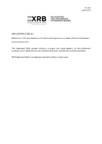 References to Practical Guidance on Professional Scepticism in an Audit of Financial Statements Issued February 2013