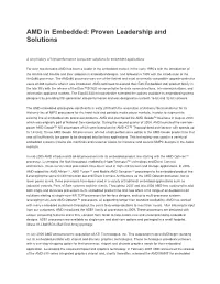 AMD in Embedded: Proven Leadership and Solutions