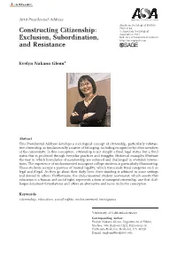 Constructing Citizenship: Exclusion, Subordination, and Resistance