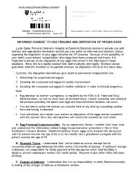 Egg Freezing and Disposition of Frozen Eggs Consent