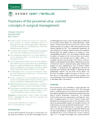 Fractures of the Proximal Ulna: Current Concepts in Surgical Management