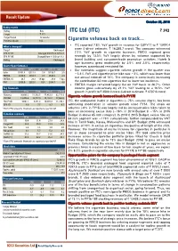 ITC Ltd (ITC) | 243 Target : | 277 Target Period : 12 Months Potential Upside : 14% Cigarette Volumes Back on Track