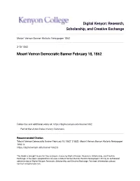 Mount Vernon Democratic Banner February 18, 1862