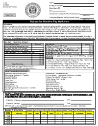 Retroactive Overtime Pay Worksheet