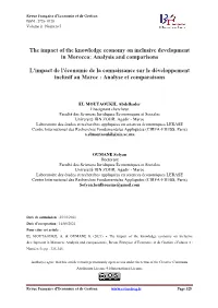 The Impact of the Knowledge Economy on Inclusive Development in Morocco: Analysis and Comparisons