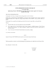 2020/1509 of 16 October 2020 Implementing Decision 2010/788/CFSP Concerning Restrictive Measures Against the Democratic Republic of the Congo