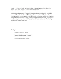 Daniel V. Lucas. a Product Review of Zotero. a Master's Paper for the MS