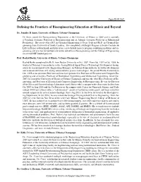 Defining the Frontiers of Bioengineering Education at Illinois and Beyond