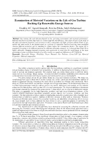 Examination of Material Variation on the Life of Gas Turbine Backing-Up Renewable Energy Sources