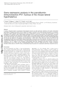 Gene Expression Analysis in the Parvalbuminimmunoreactive PV1 Nucleus of the Mouse Lateral Hypothalamus