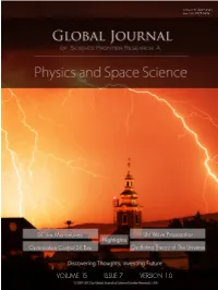 Global Journal of Science Frontier Research: a Physics & Space Science