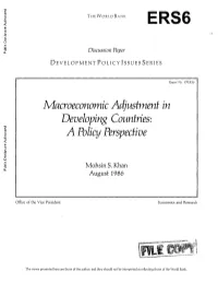 Macroeconomic Adjustment in Developing