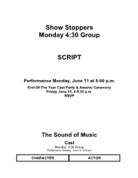 Show Stoppers Monday 4:30 Group SCRIPT