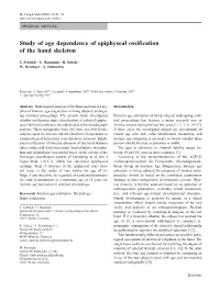 Study of Age Dependence of Epiphyseal Ossification of the Hand Skeleton