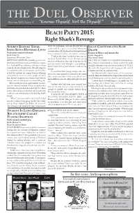 The Duel Observer Volume XXV, Issue V “Knowe Thyself, Not Be Thyself.” February 20, 2015
