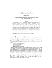 2012 the Alan Turing Year