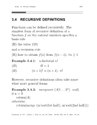 3.4 Recursive Definitions