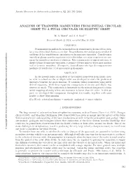 Analysis of Transfer Maneuvers from Initial