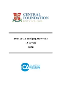 CFBS Year 11-12 Bridging Materials (A Level) 2020
