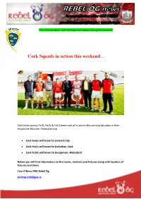 Cork Squads in Action This Weekend…
