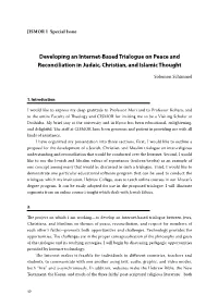 Developing an Internet-Based Trialogue on Peace and Reconciliation in Judaic, Christian, and Islamic Thought