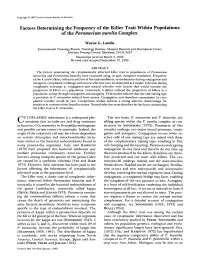Factors Determining the Frequency of the Killer Trait Within Populations of the Paramecium Aurelia Complex