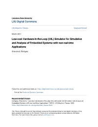 (HIL) Simulator for Simulation and Analysis of Embedded Systems with Non-Real-Time Applications