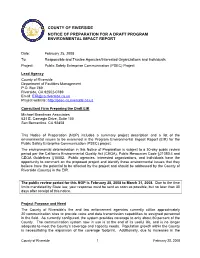 Notice of Preparation for a Draft Program Environmental Impact Report