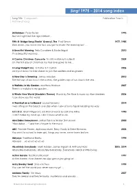 Sing! 1975 – 2014 Song Index