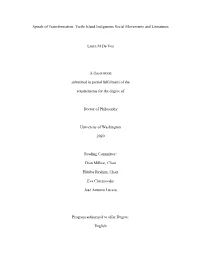 Spirals of Transformation: Turtle Island Indigenous Social Movements and Literatures Laura M De Vos a Dissertation Submitted In