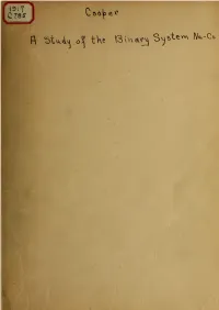 A STUDY of the BINARY SYSTEM Na-Cs