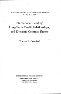 International Lending, Long-Term Credit Relationships, and Dynamic Contract Theory